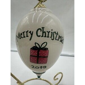 Pier 1 Li Bien Merry Christmas 2019 Tear Drop Glass Holiday Tree Ornament